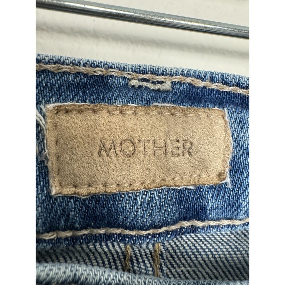 Mother Tomcat Swisher Sneak Fray Jeans Size 28 Blue Wide Leg Poppin' Wheelies - Picture 4 of 16